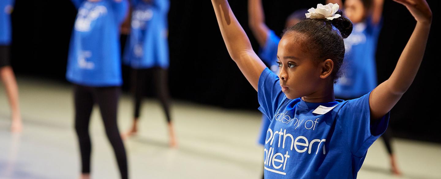 Young people performing on Northern Ballet's stage after being spotted for their talent. Photo Justin Slee