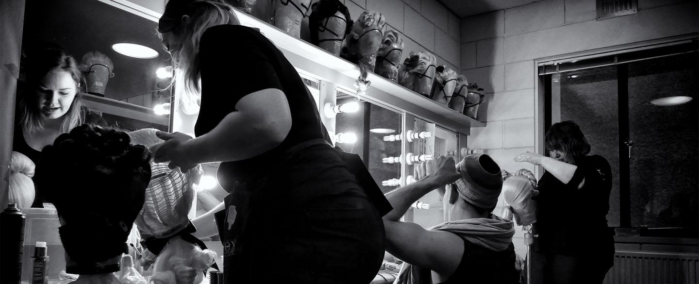 In the wigs room for Casanova. Photo Simon Lee.