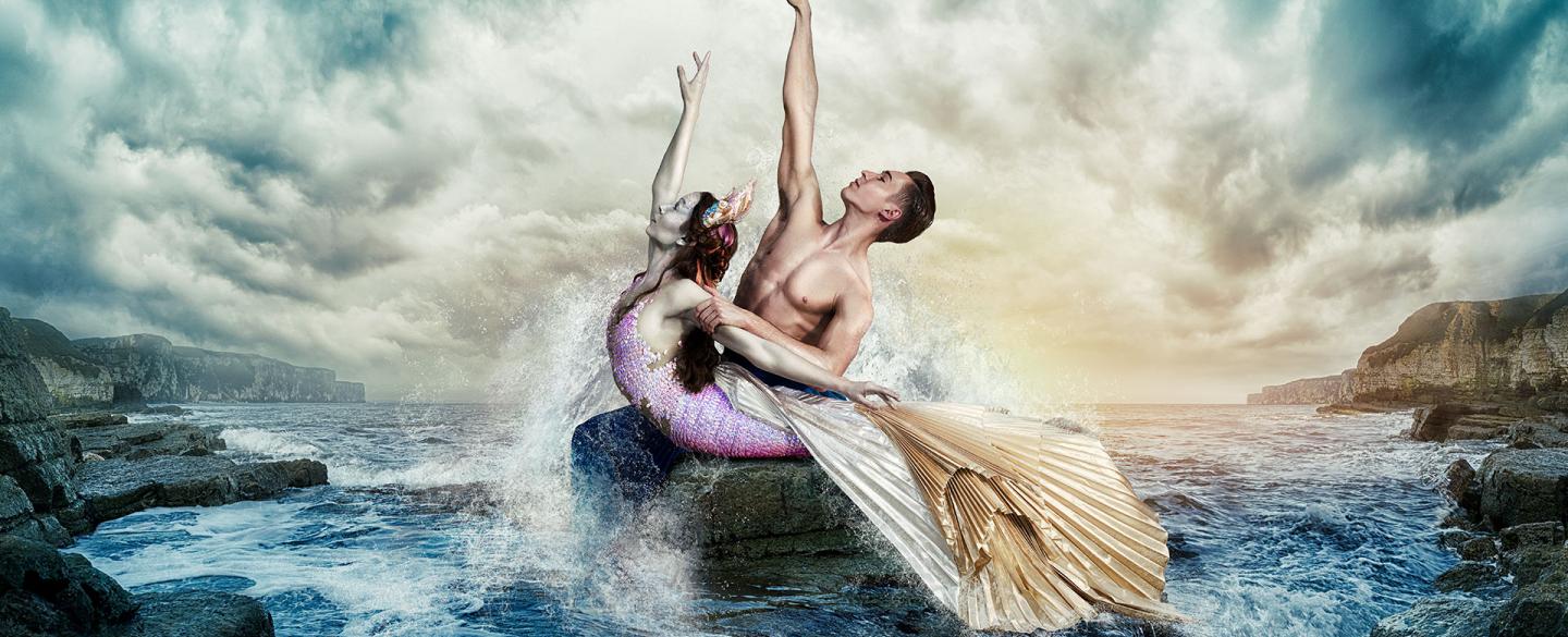 Abigail Prudames and Joseph Taylor on the poster image for The Little Mermaid, taken by Guy Farrow