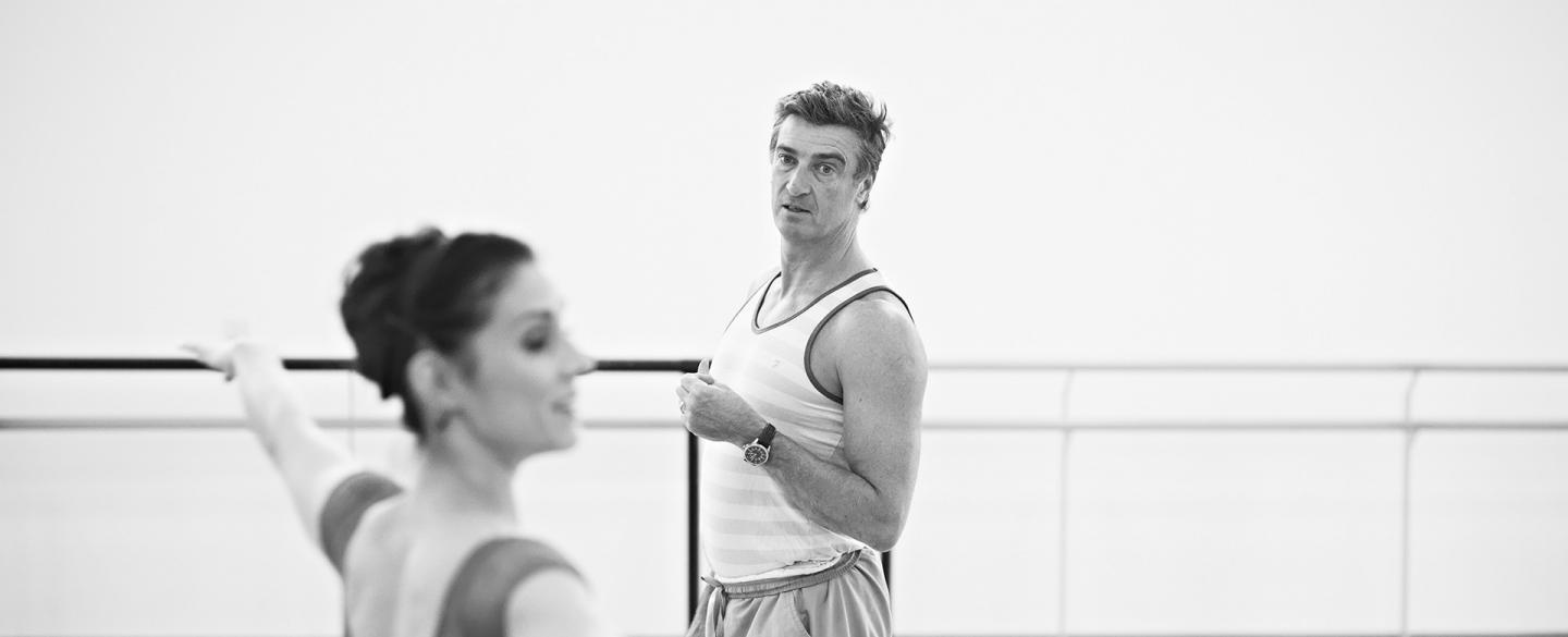 David Nixon OBE giving notes to Martha Leebolt during Cinderella Rehearsals