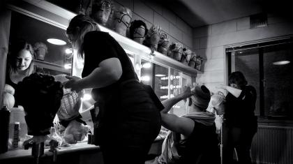 In the wigs room for Casanova. Photo Simon Lee.